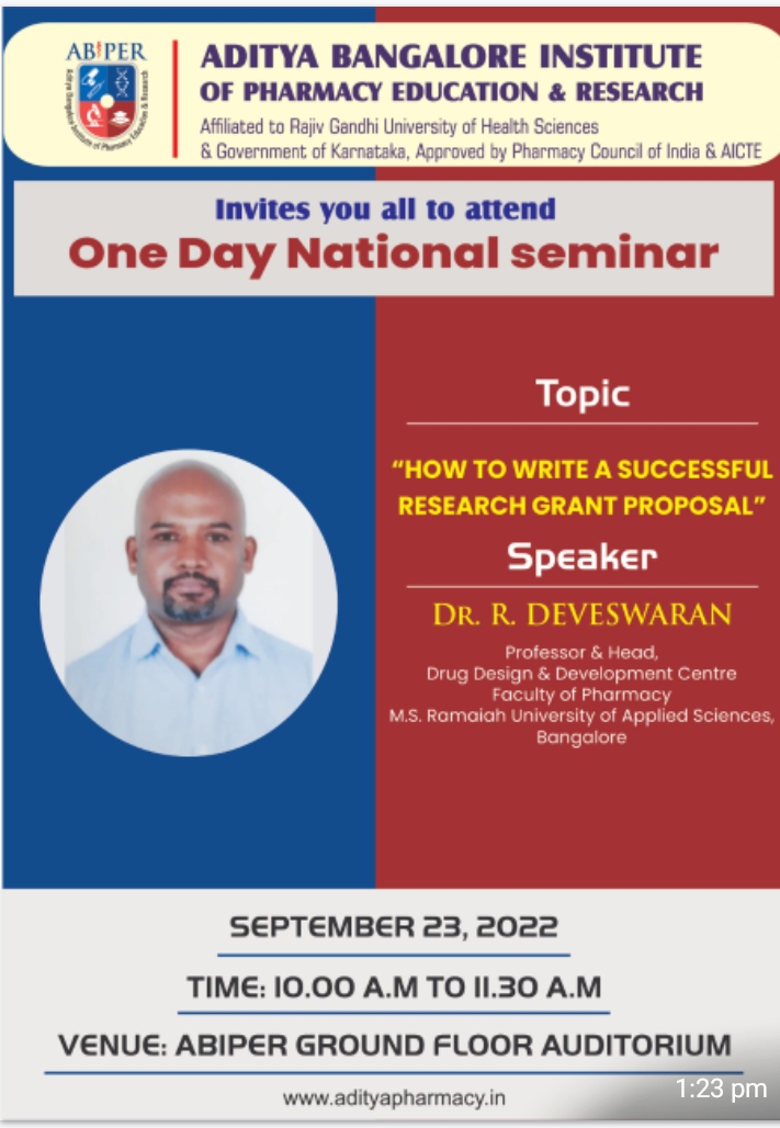 SEMINAR ON HOW TO WRITE SUCCEFUL RESERACH GRANT